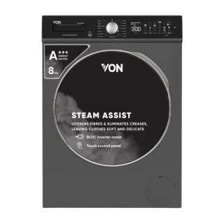 Von VALW-08FVK Front Load Washing Machine Silver - 8KG