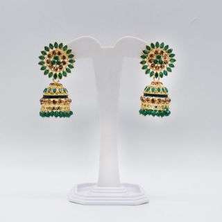 Jhumki Big Green Earrings