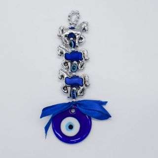 3 Silver Horse Evil Eye Chain