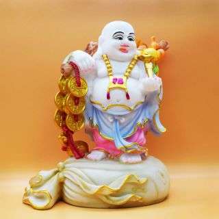 Laughing Buddha in Blue and pink