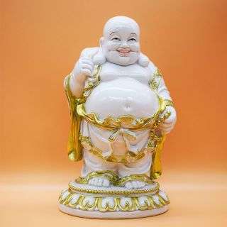 Laughing Buddha - White Marble
