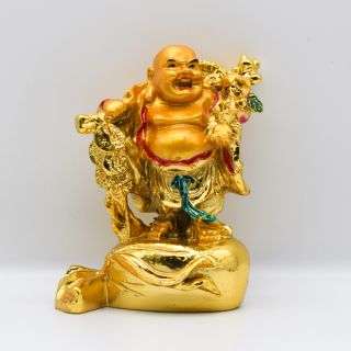 Laughing Buddha - Gold Red Small