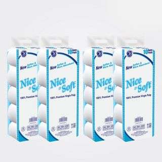 Nice & Soft 2 Ply Premium Unwrapped White Toilet Tissue - 10 x 4 Packs in a Bale