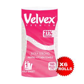 Velvex Premium Pink Laminated Kitchen Towel - 6 Pack