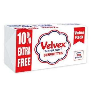 Velvex White Valuepack Serviettes/Napkins - 200 sheets