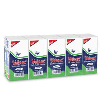 Velvex Premium White Pocket Tissues - 10 Pack