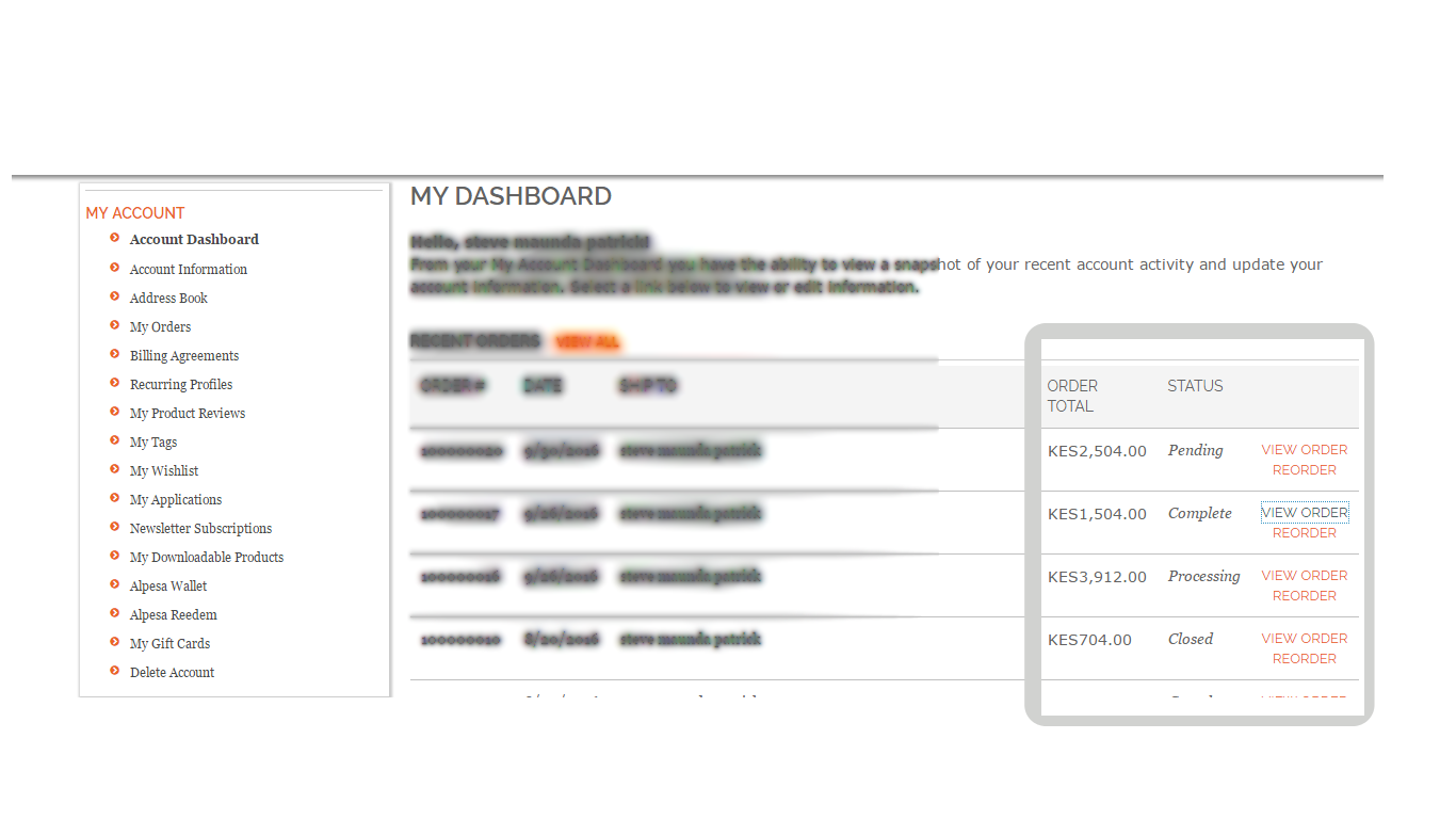 alladin user account dashboard